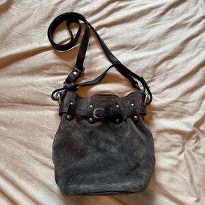 Free People genuine suede crossbody bucket bag